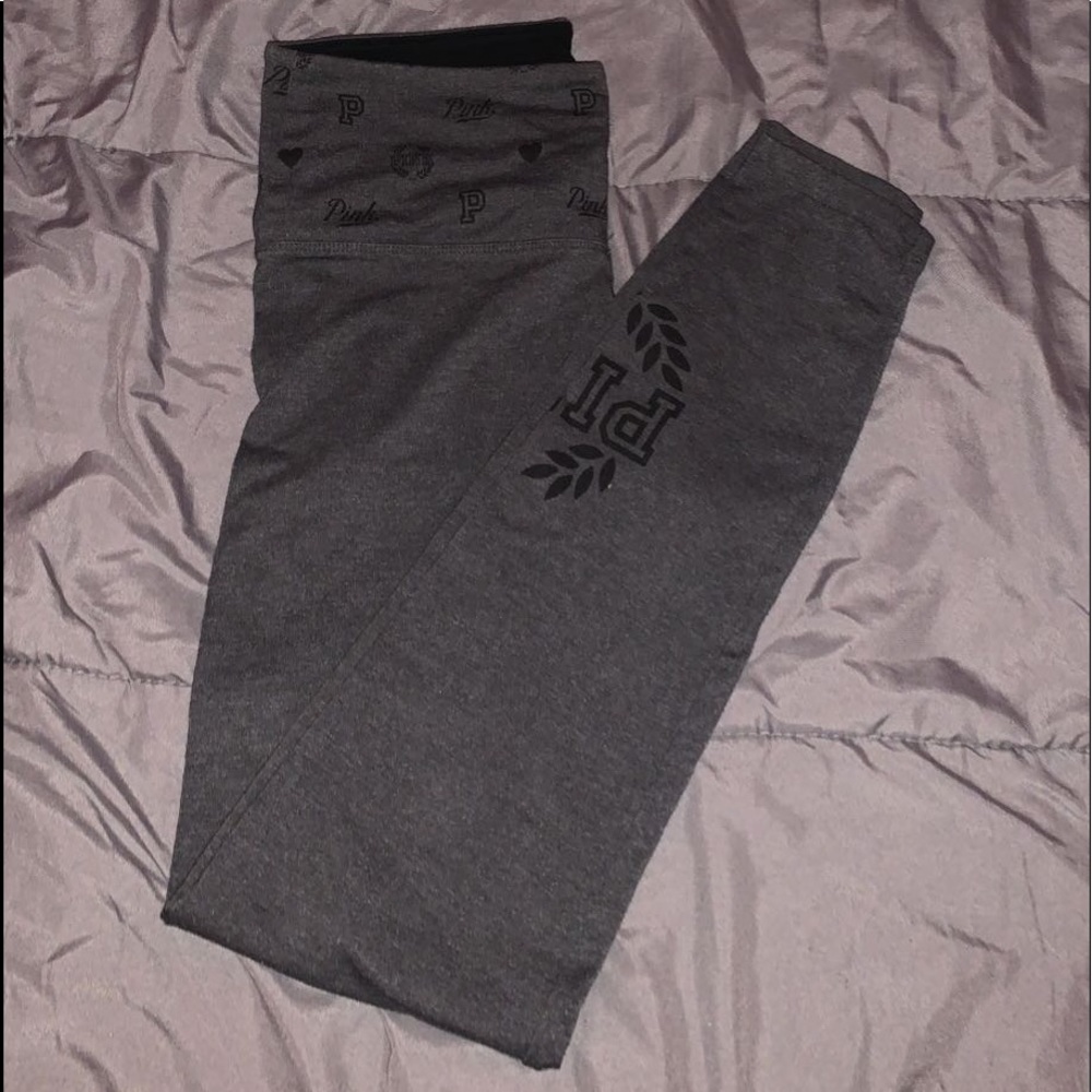 brand pink yoga gray leggings